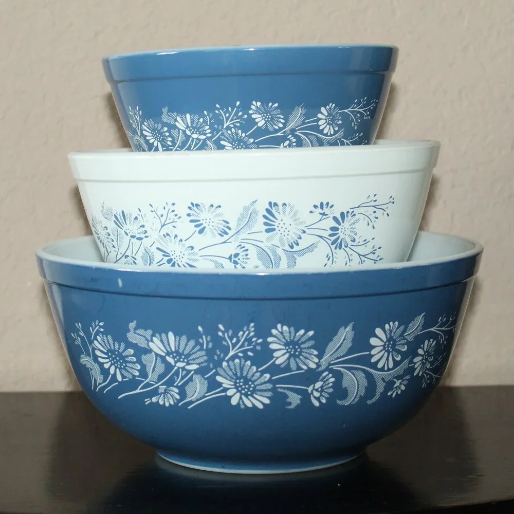 Vintage Pyrex Colonial Mist Mixing Bowl Set of 3 (401 - 403)
